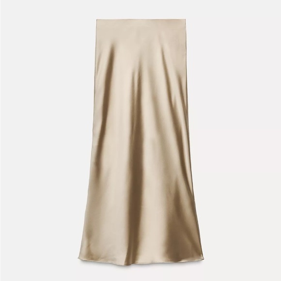 NWT ZARA Elegant Tan Satin Skirt - Picture 3 of 7